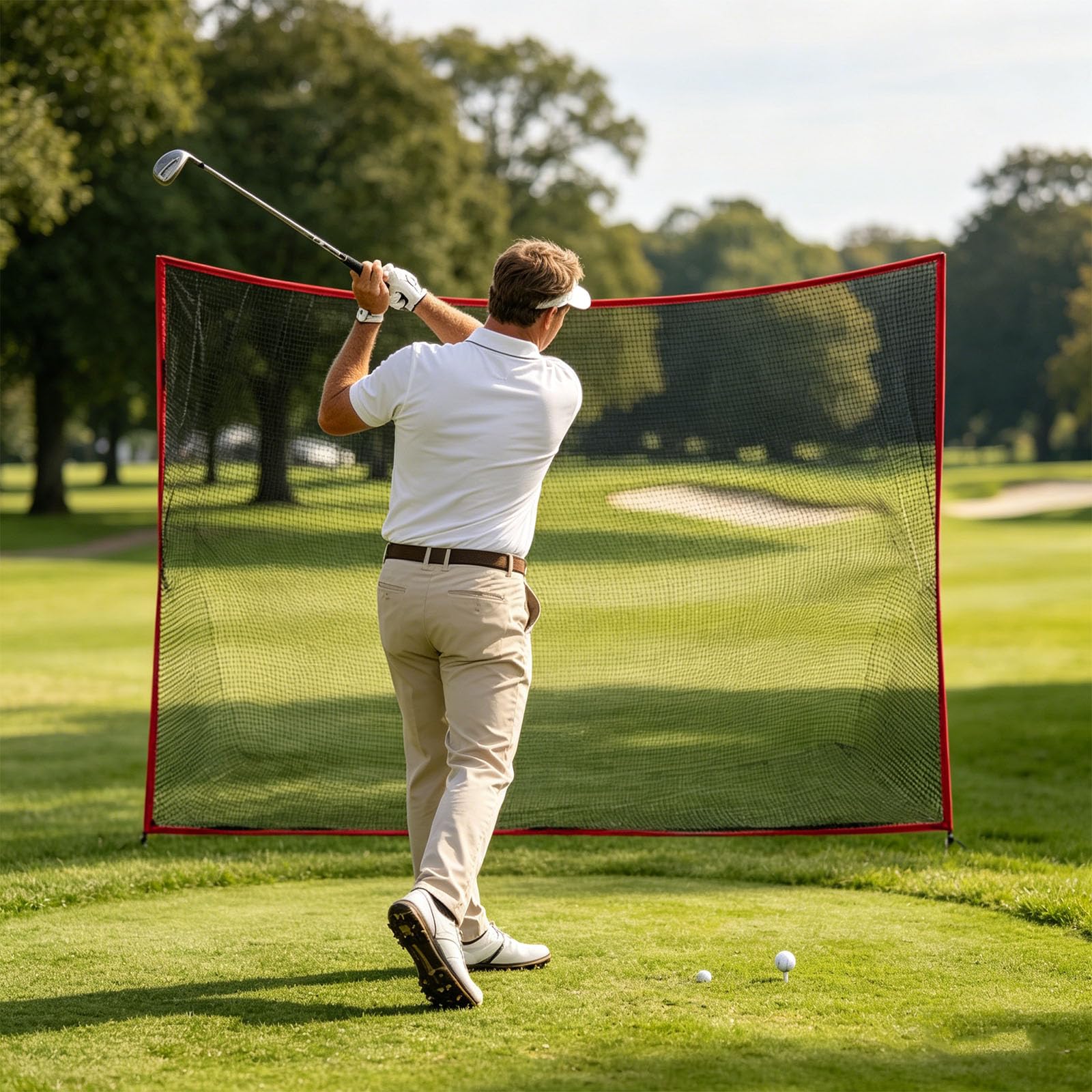 Red de práctica de golf portátil grande de 10 x 7 pies con postes de fibra de carbono fuertes para entrenamiento de swing en interiores y exteriores y red de béisbol para golpear golf