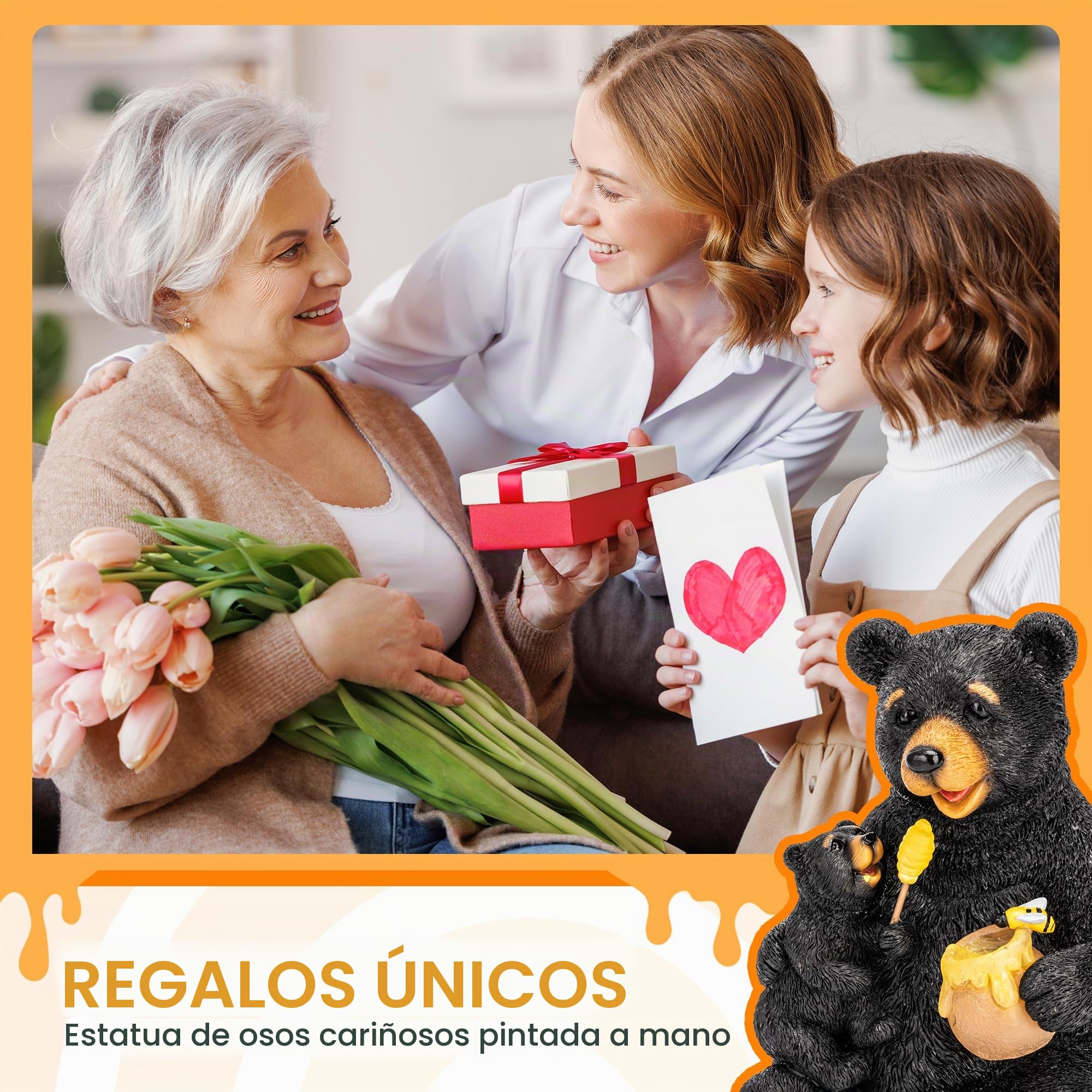 GIGALUMI Estatuas solares de jardín con Luces de Oso Amoroso para Exteriores, decoración de Patio al Aire Libre, decoración de jardín, cumpleaños de inauguración de la casa para