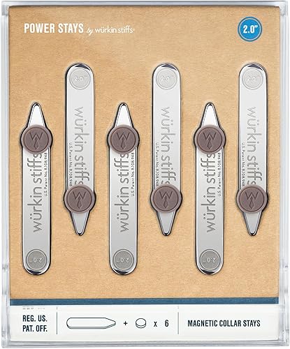 Würkin Stiffs Power Stays - Estancias magnéticas para collar Estancias eléctricas con estuche de almacenamiento Collar de camisa de metal para