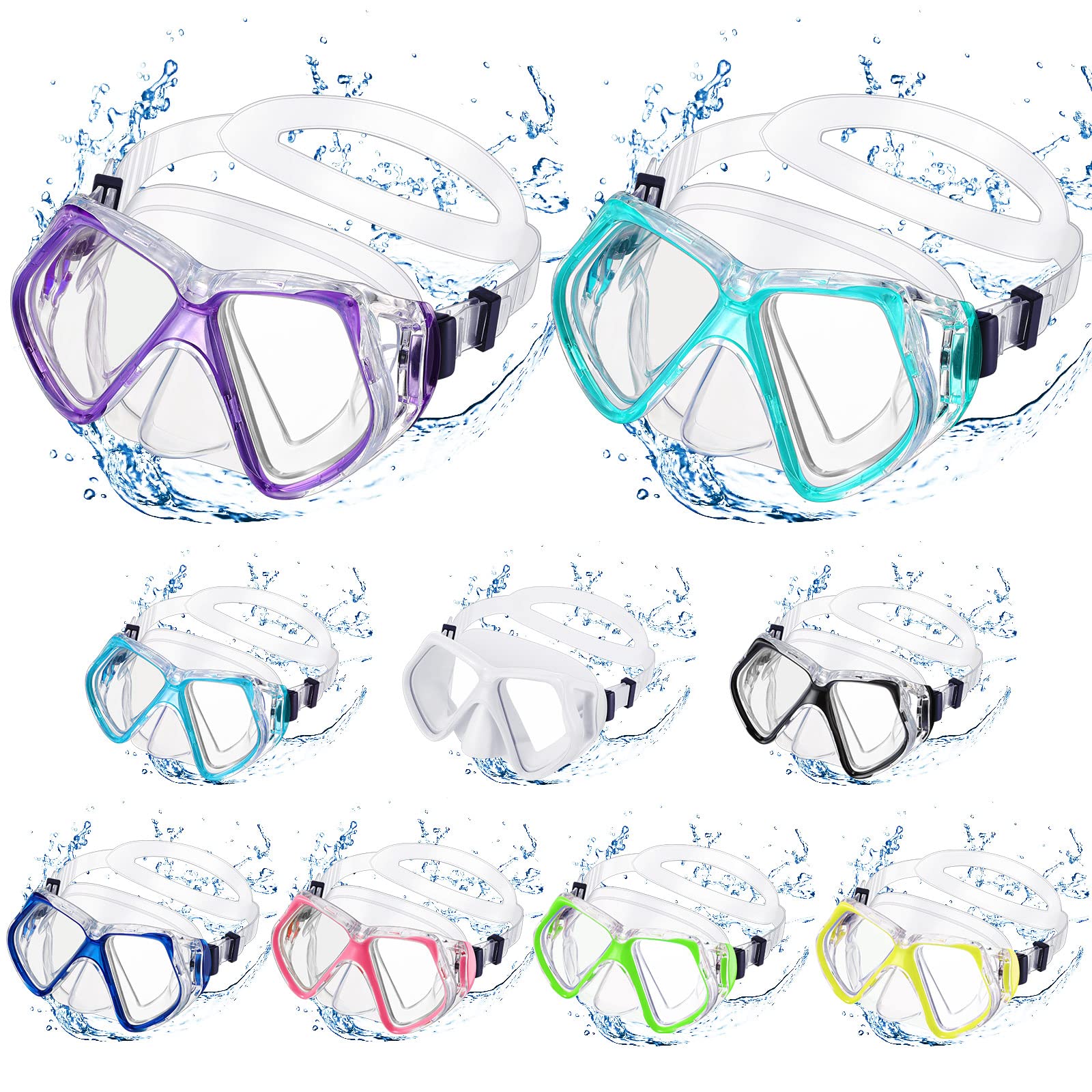 Photo 1 of **SEE NOTES**9 Pcs Adult Swim Mask Bulk Colorful Snorkel Diving Mask Swimming Goggle with Nose Cover Anti Fog