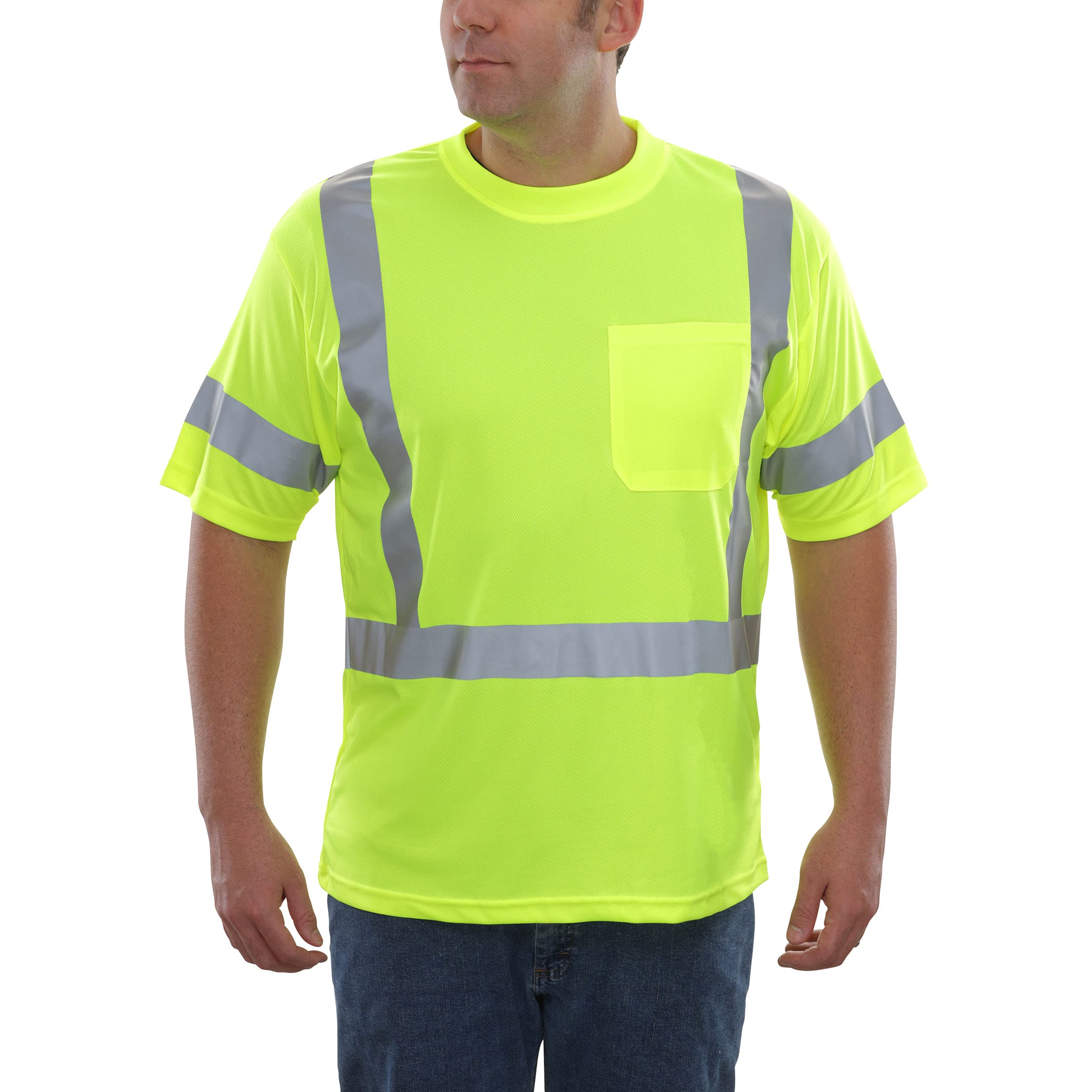 Hi Vis Short Sleeve Safety Pocket Shirt - ANSI Class 3 Compliant, 360° Reflective Coverage - 1 or 3 Pack