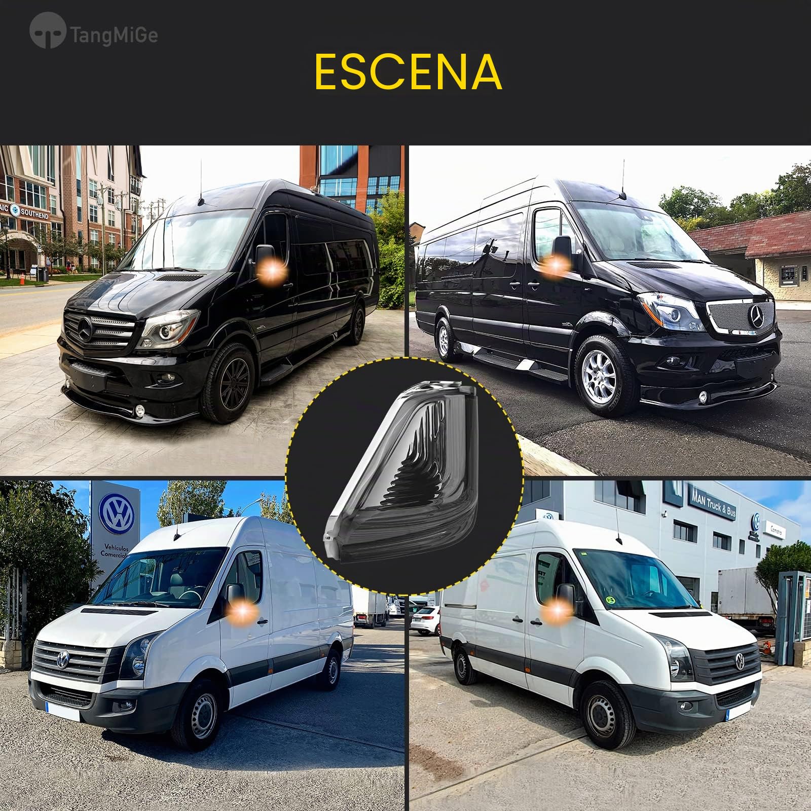 TangMiGe Retrovisor luces de giro intermitente indicador lateral espejo para Mercedes Benz MB Sprinter 906 2006-2018, 907/910 2018-up; Volkswagen VW Crafter 30-50 (2E) 2006-2016