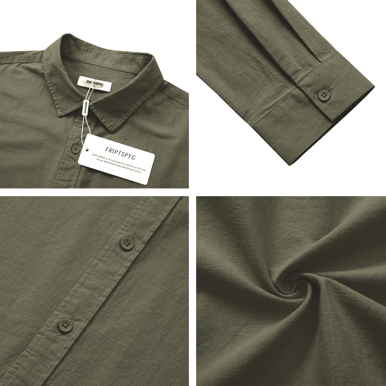Friptspyg Uomo Camicia Lino Cotone a Maniche Lunghe Casual Camicia da Spiaggia vestibilità Regolare Camicie Estive