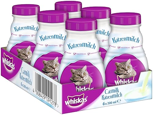 Whiskas Leche para Gatos a Partir de 6 semanas, Delicioso Aperitivo para un Gato Feliz