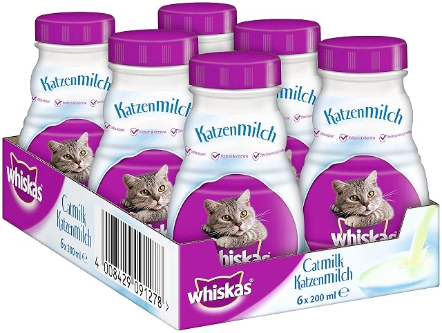 Whiskas Leche para Gatos a Partir de 6 semanas, Delicioso Aperitivo para un Gato Feliz