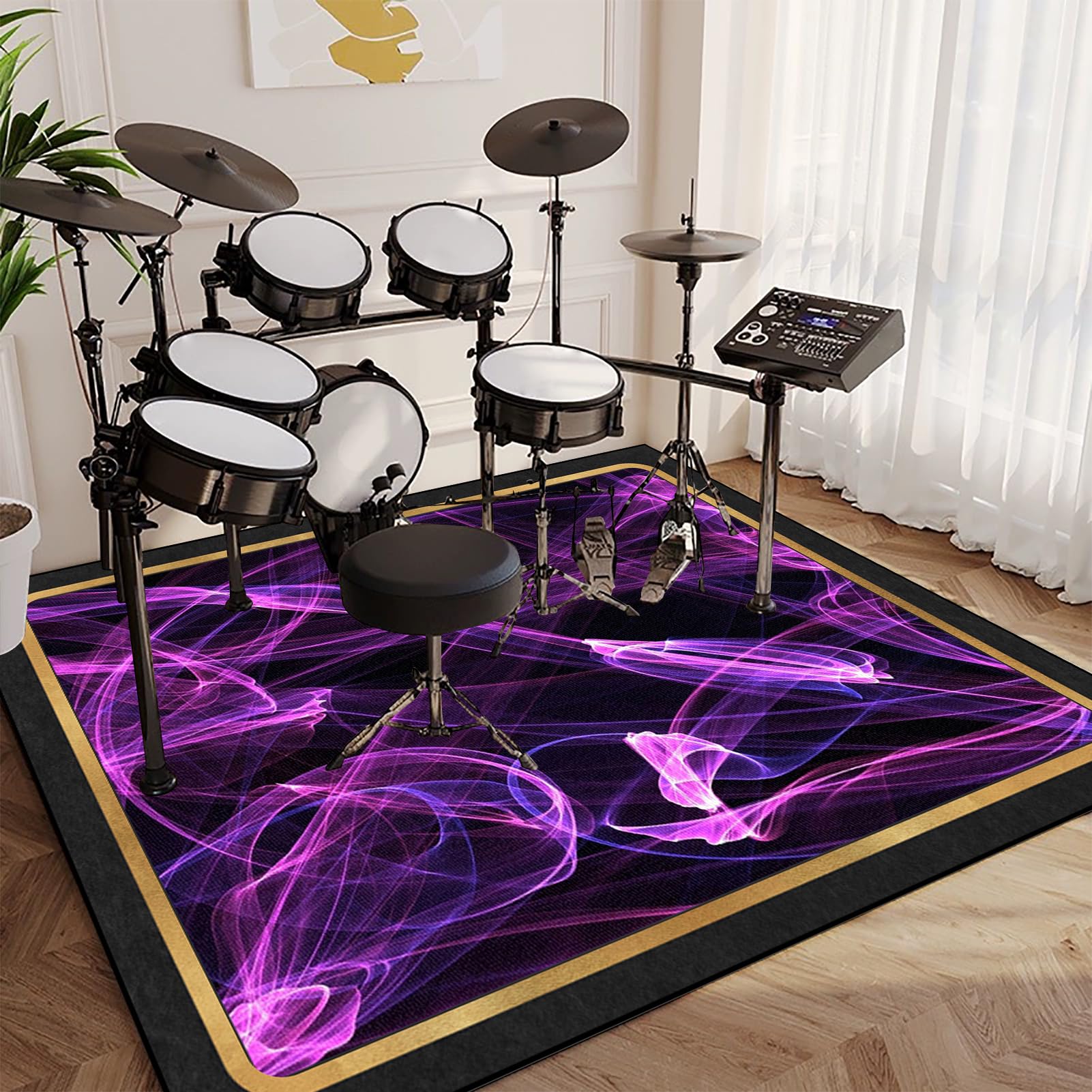 230 x 180 cm dywanik bębnowy, antypoślizgowy dźwiękoszczelny dywan, profesjonalny koc bębnowy, elektroniczny dywanik bębnowy do wirowania akustycznego bębna do gry na sny i innych instrumentów