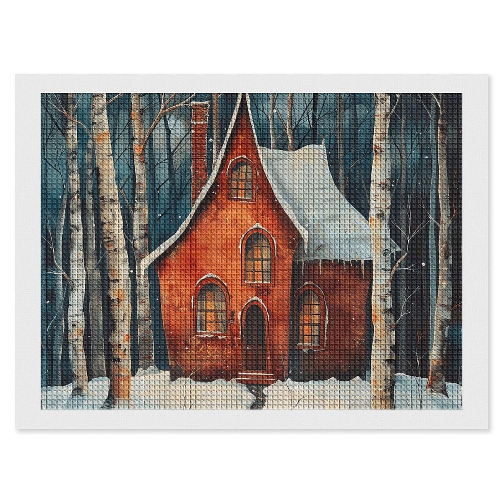 Winter Pictures Diamond Art Kits for Adults, DIY 5D Diamonds Painting Kits for Beginner, Round Full Drill Diamond Dots Painting, 12"x16" Diamonds Pictures Gem Art and Crafts Wall Decor