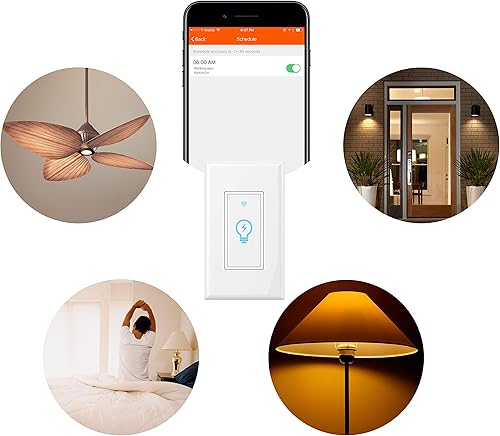 Miniatura 4 de Micmi Interruptor de luz WiFi inteligente compatible con AlexaGoogle Home IFTTT función de control de voz inalámbrico, apto para caja de interruptor