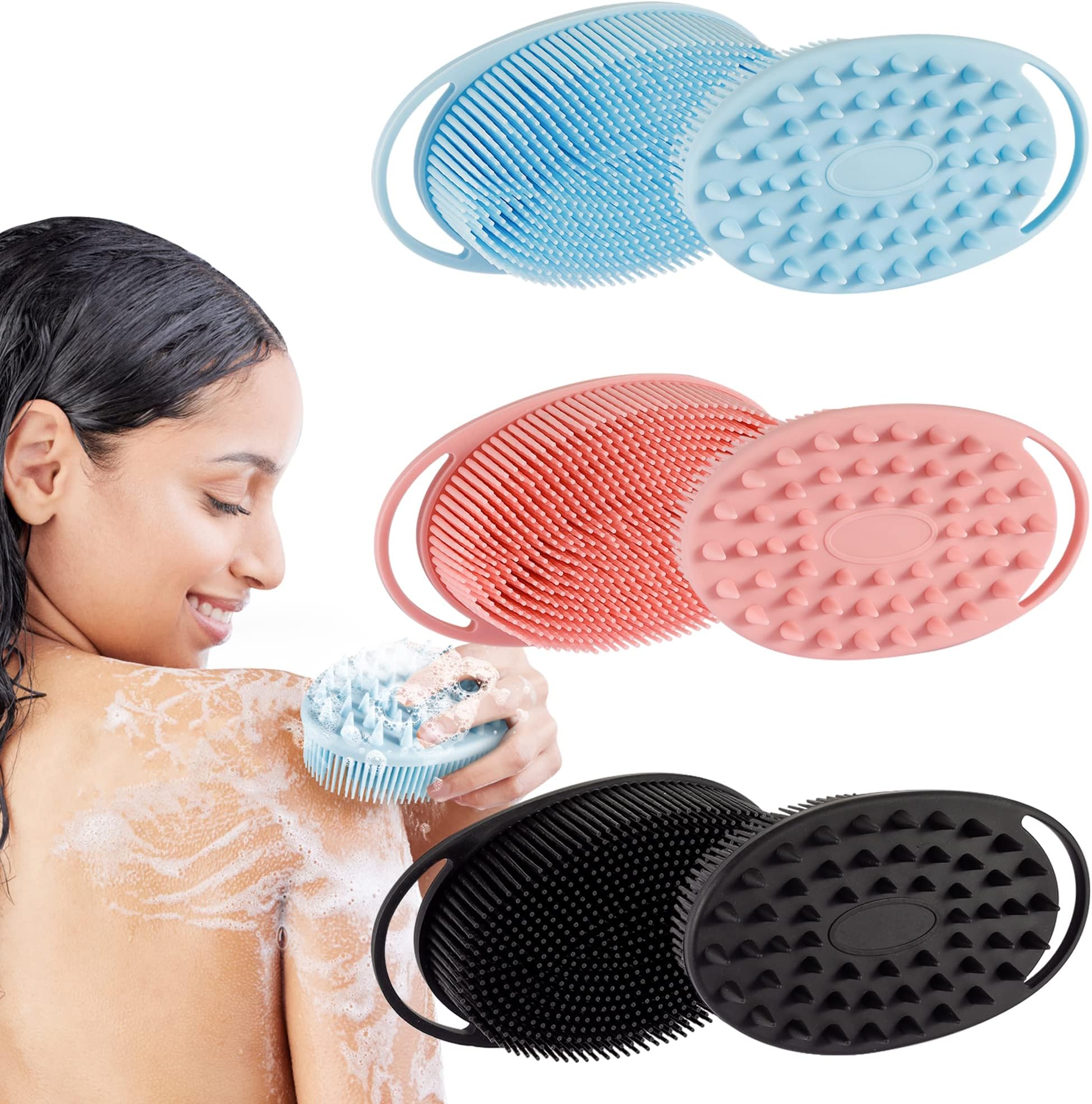 3 Pack Silicone Body Scrubber, Exfoliating Body Scrubber