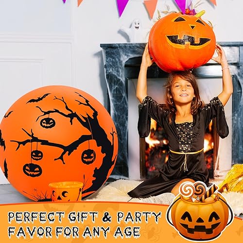 Miniatura 7 de 2 piezas de 27 pulgadas que brillan en la oscuridad enorme bola de Halloween con luz LED, bola inflable gigante de Halloween que brilla