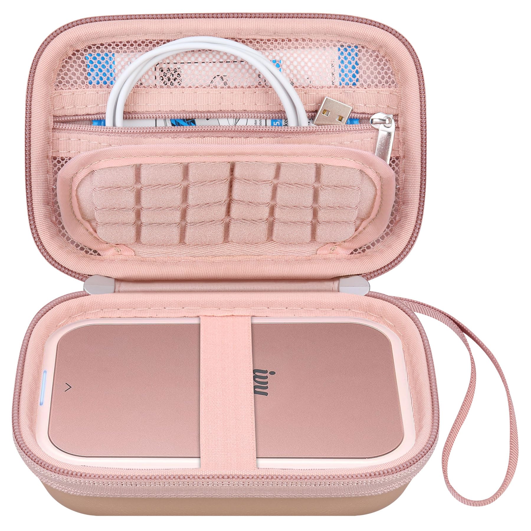 Canboc Hard Case for Canon Ivy 2 Mini Photo Printer Mobile Wireless Bluetooth Instant Camera Printer, Zipper Mesh Bag fit Photo Paper Cable, Rose Gold-image-35