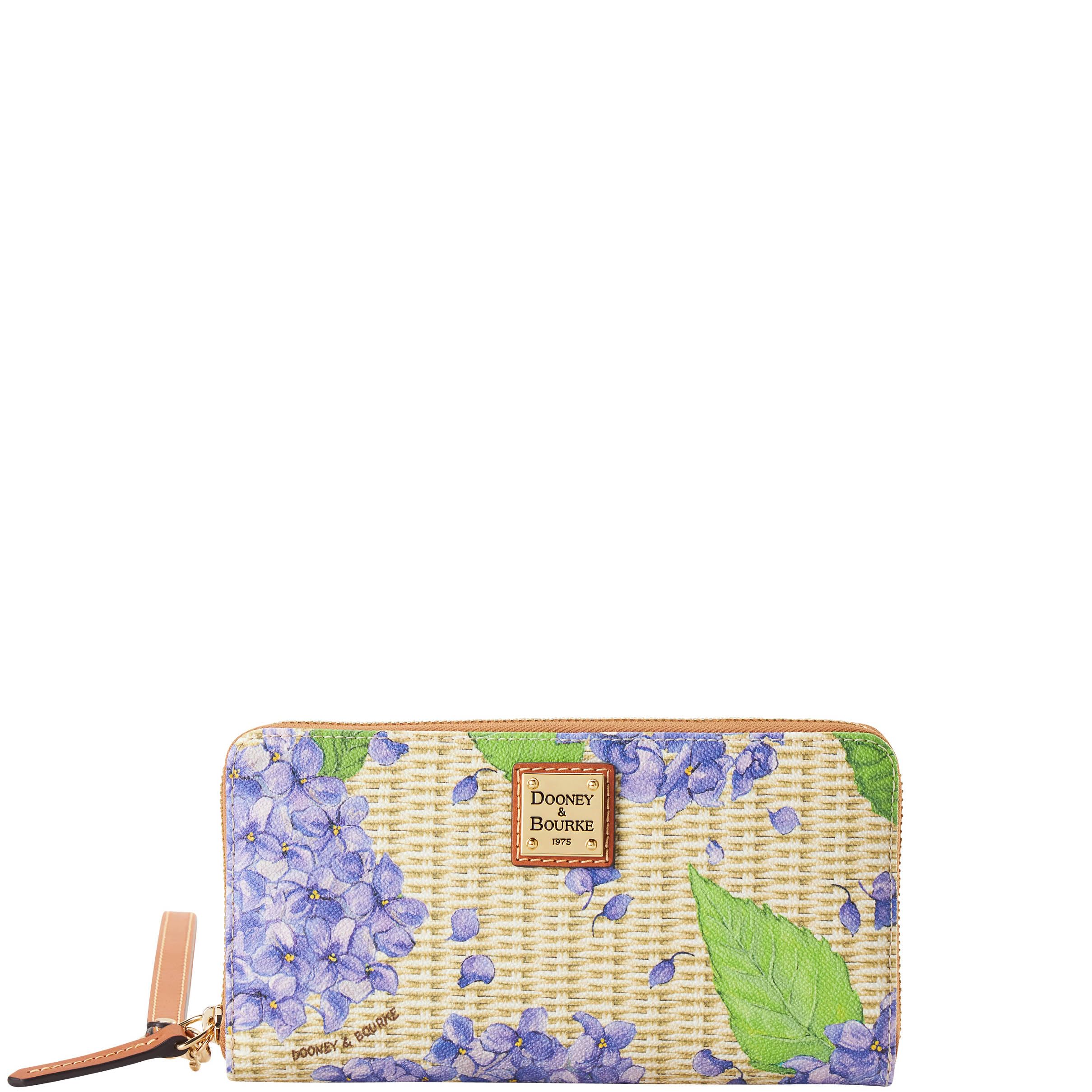 Dooney & Bourke Hydrangea Basketweave Large Zip Around Wristlet