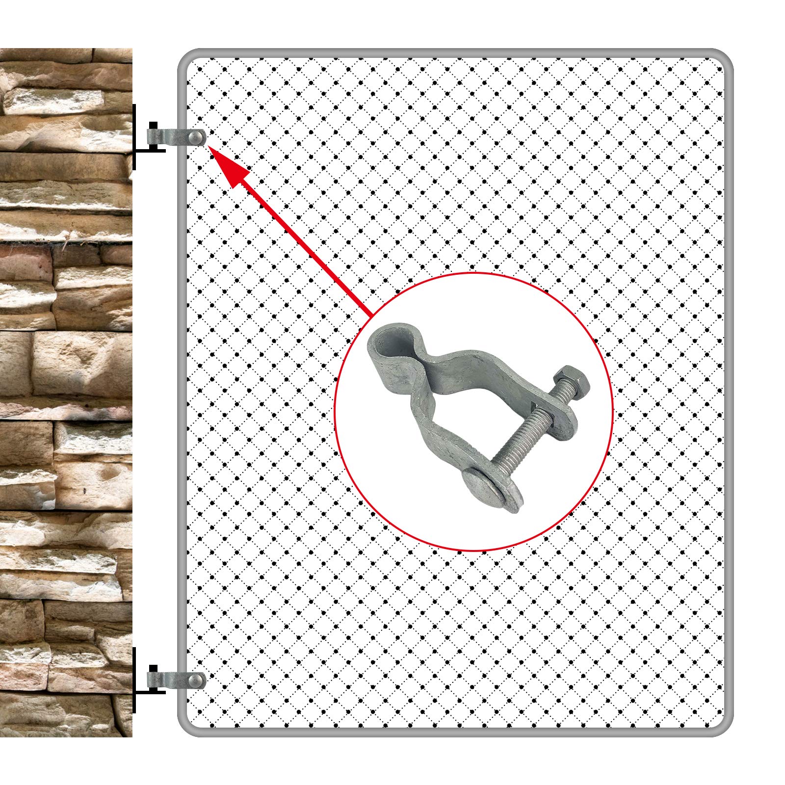 13/8" Pressed Steel Chain Link Fence Post Hinge 2Pack, Fence Frame