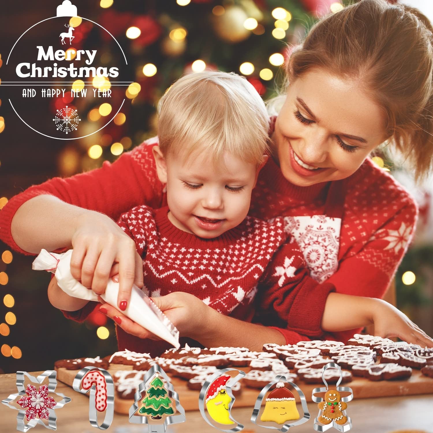 Mini Christmas Cookie Cutters Set of 12 Pieces Small Christmas Xmas Biscuit Cutters Star Tree Angel Bell Stocking Heart & More Shapes Stainless Steel for Holiday Baking - Image 4