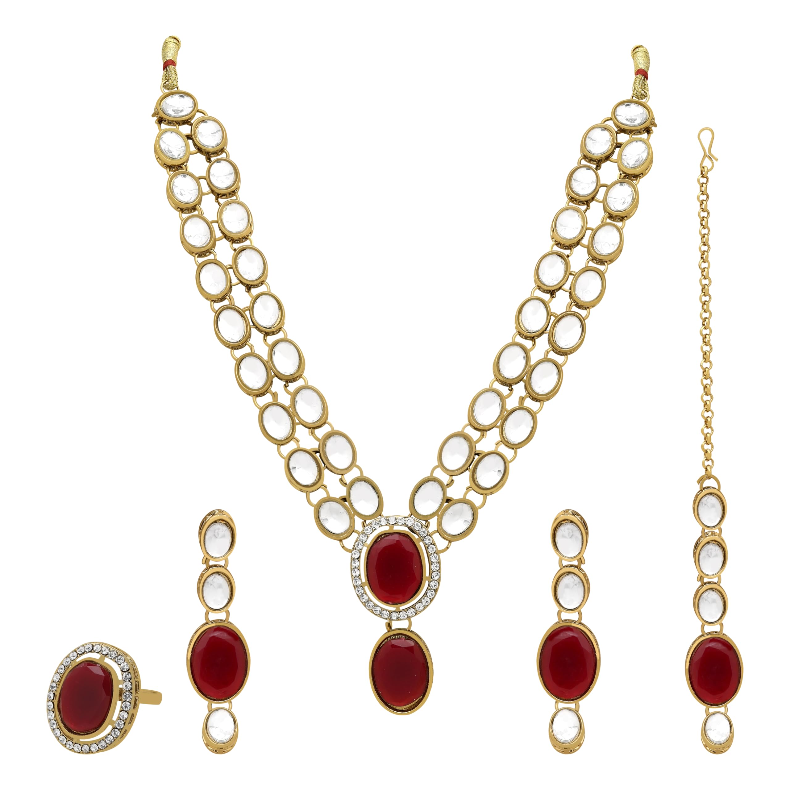 Samyuktha Kundan Owalny naszyjnik typu choker Grace dla kobiet (kasztanowy), metal, bez kamieni szlachetnych, Metal, Bez kamieni szlachetnych