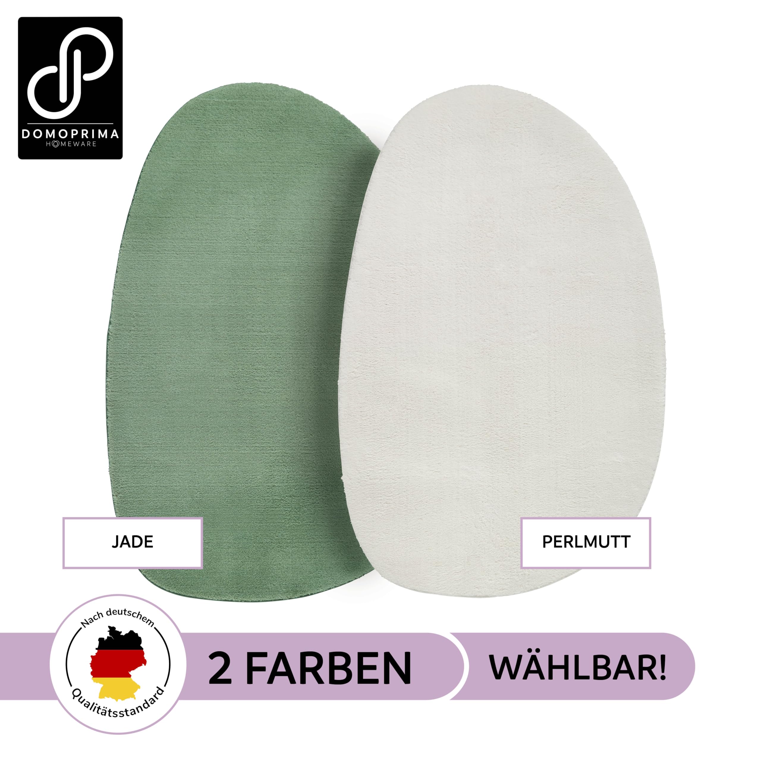 DOMOPRIMA® Kurzflor-Teppich 140x200 cm – waschbar, rutschfest, Oeko-Tex Zertifiziert, 100% Polyester, edle Farben Jade und Perlmutt für Wohnzimmer, Schlafzimmer, Kinderzimmer (Perlmutt)