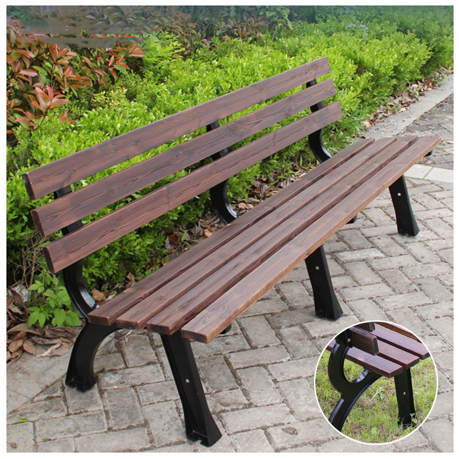 Amazon｜背付 ベンチ 2人用ガーデンベンチ アルミ 幅120cm 150cm 木製