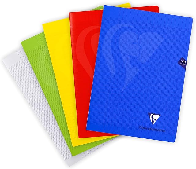 Clairefontaine 303181C A zszywany notatnik Mimesys - A4 21x29,7 cm 140 dużych stron w kratkę papier Clairefontaine biały 90 g - Pokrowiec z polipropylenu losowy kolor