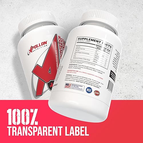 Miniatura 7 de Apollon Nutrition Aceite de pescado Alpha of Omegas, EPA, DHA, cerebro, cardiovascular, ojo, 180 cápsulas de cápsulas blandas