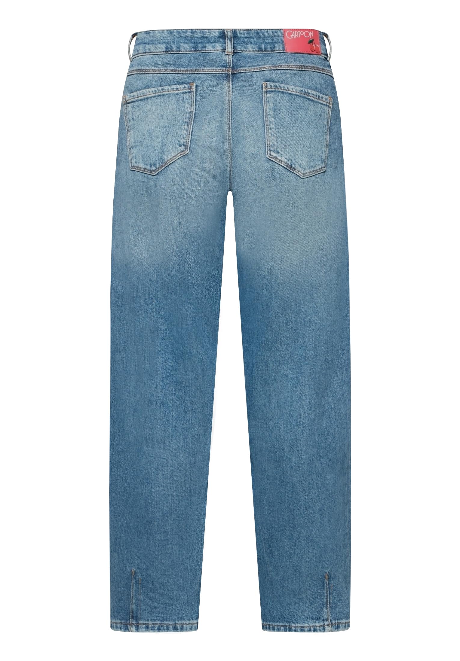 Cartoon Damen Used Look-Jeans mit Waschung