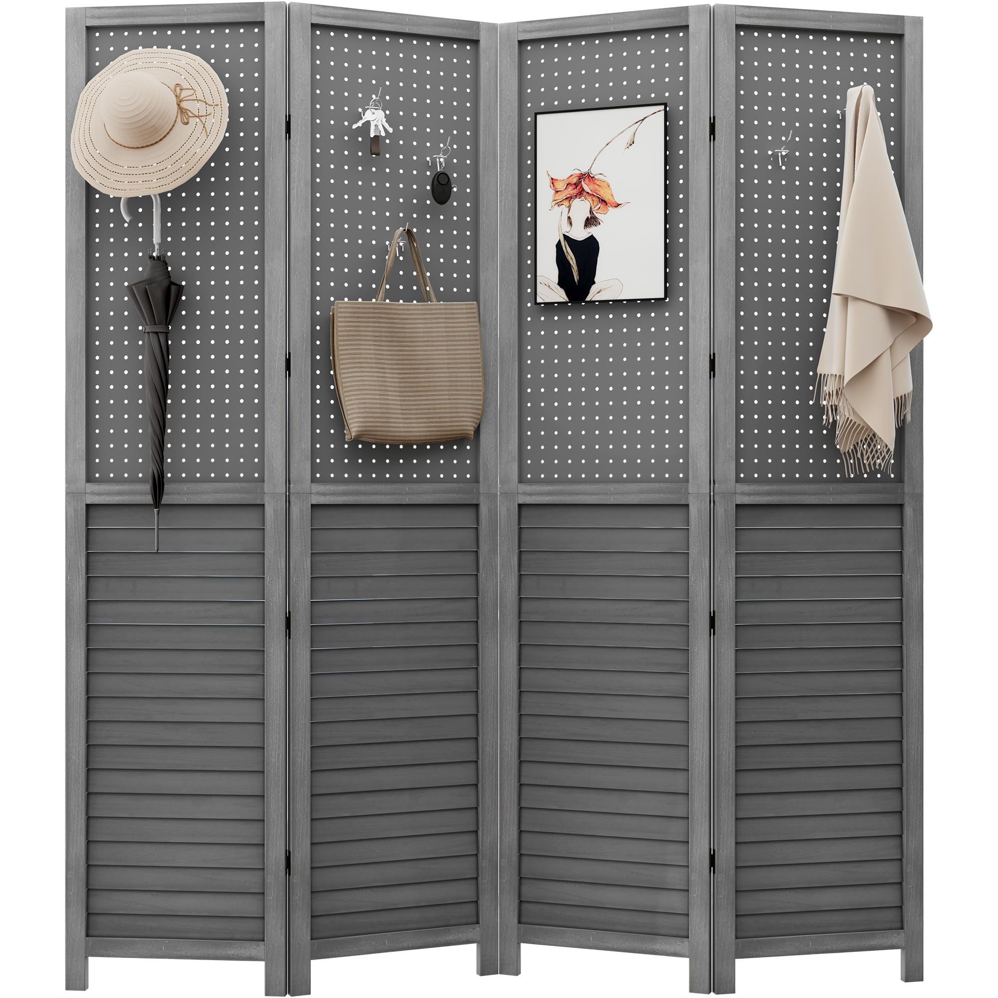 Buy YITAHOME Room Divider 4 Panel Folding Privacy Screens with Pegboard