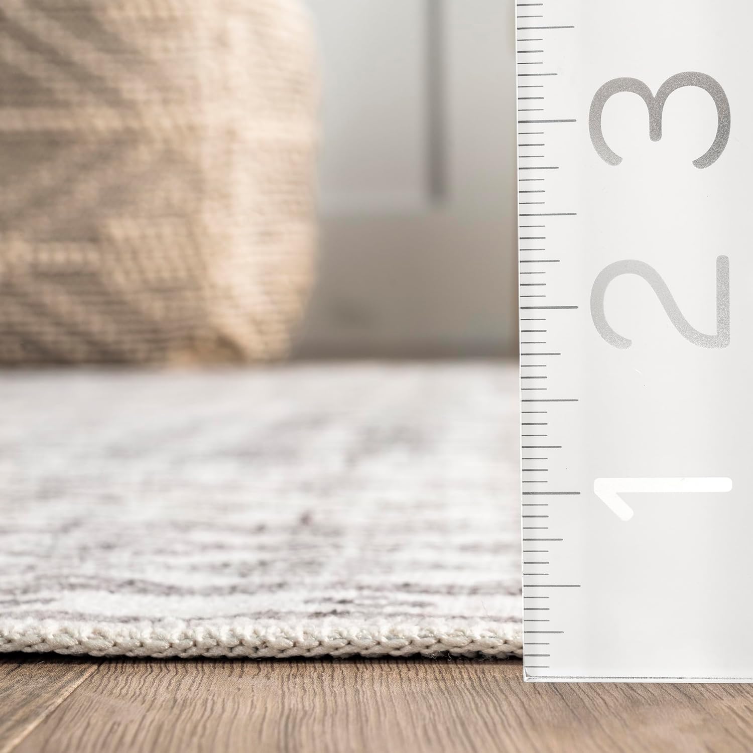 nuLOOM 2'6" x 8' Machine Washable Stain-Resistant Area Rug with Non Slip Backing, Low Profile for Living Room, Bedroom, and Dining Room, Hettie Light Grey