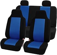 Vista 5 de FH Group Juego completo de fundas de asiento de automóvil de tela gris, fundas de asiento de automóvil de ajuste universal, fundas de asiento