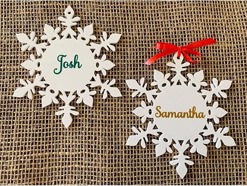 Personalized Acrylic Laser Cut Snowflakes Custom Hanging Ornaments Any Name Color Handmade Keepsake Baubles Christmas 2023 Custom Tags Xmas Tree