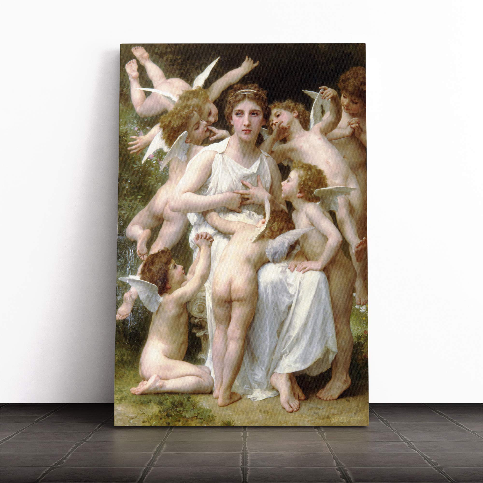 William Adolphe Bouguereau Assault Canvas Print | Gallery Wrapped 30mm Frame Wall Art | 20x14 inches | Ready to Hang | Modern Picture | Living Room Bedroom Lounge Office