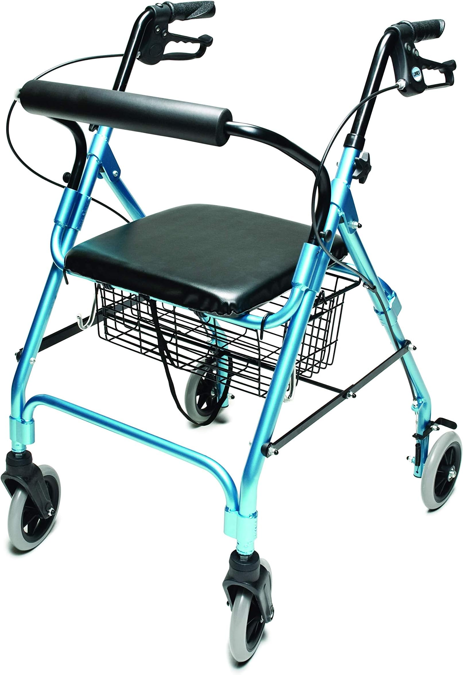 Lumex Walkabout Lite Rollator – Lightweight 14.5 lb. Rolling Walker with Seat for Seniors, Aqua