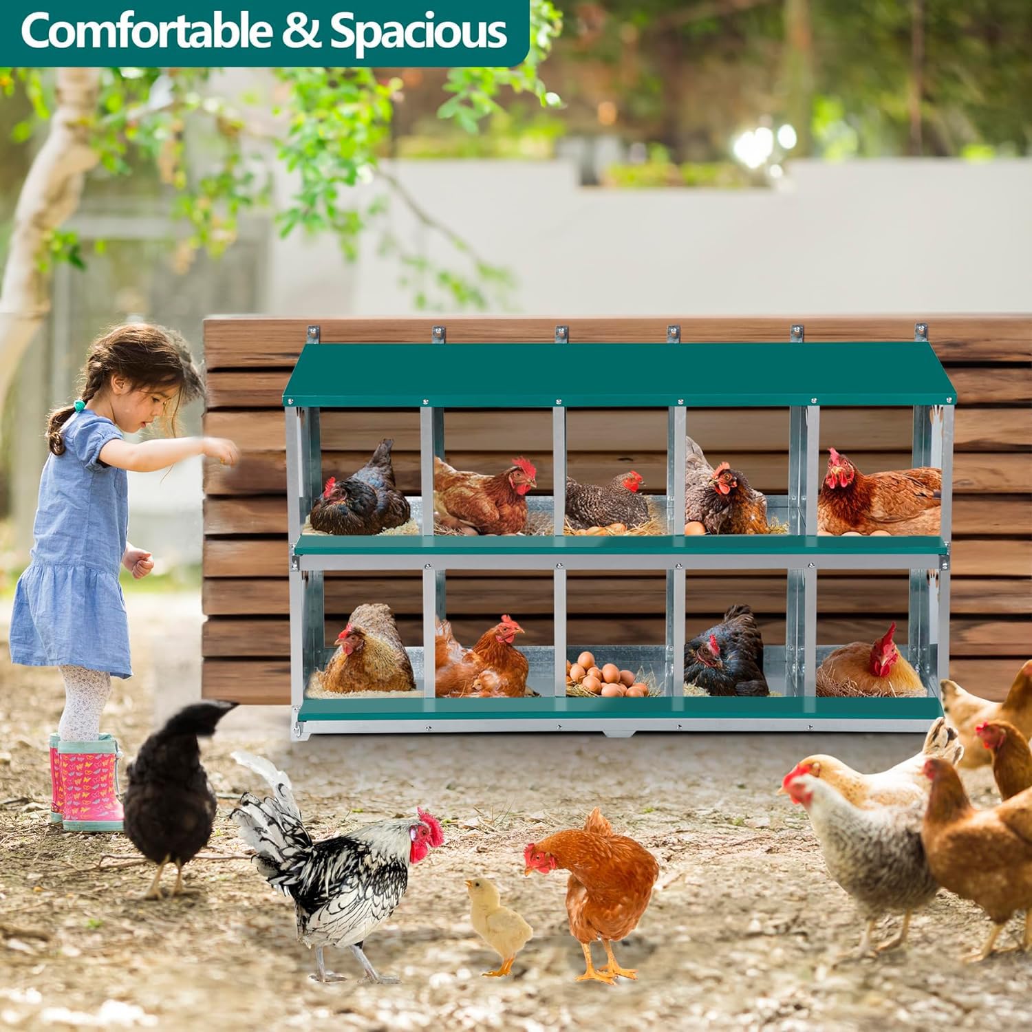 Ventilated Poultry Equipment Chicken Nest Box, 10-Compartment Egg ...