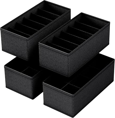 Paquete de 4 divisores organizadores de cajones para ropa interior y calcetines, cajas de almacenamiento plegables para ropa, calcetines, lencería,