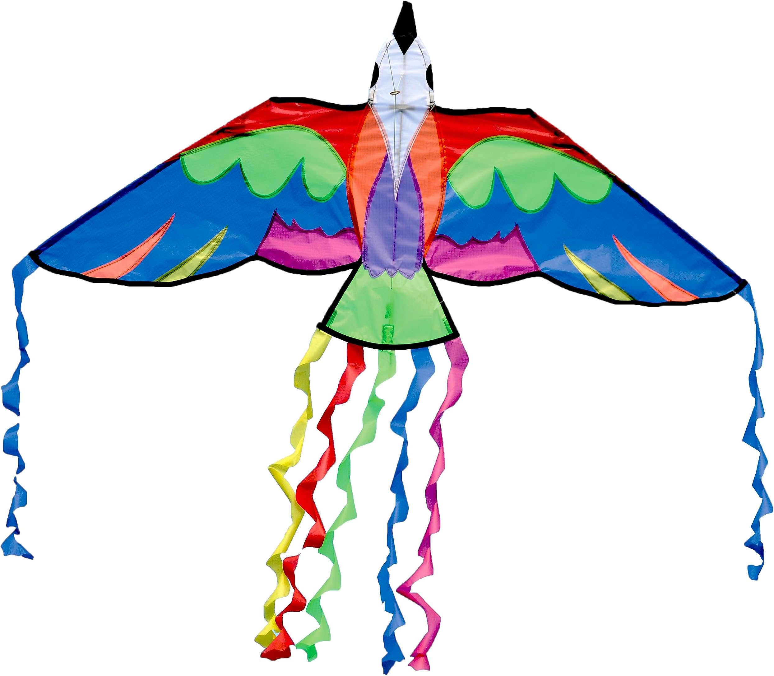 Brookitefrom Peterkin | Bermuda Bird Kite | Multicolour kite with 5 bright tails - 140cm x 60cm - Spinnaker Nylon Kite with 1 handle | Kites | Outdoor Toys | Sports & Leisure | Ages 3+