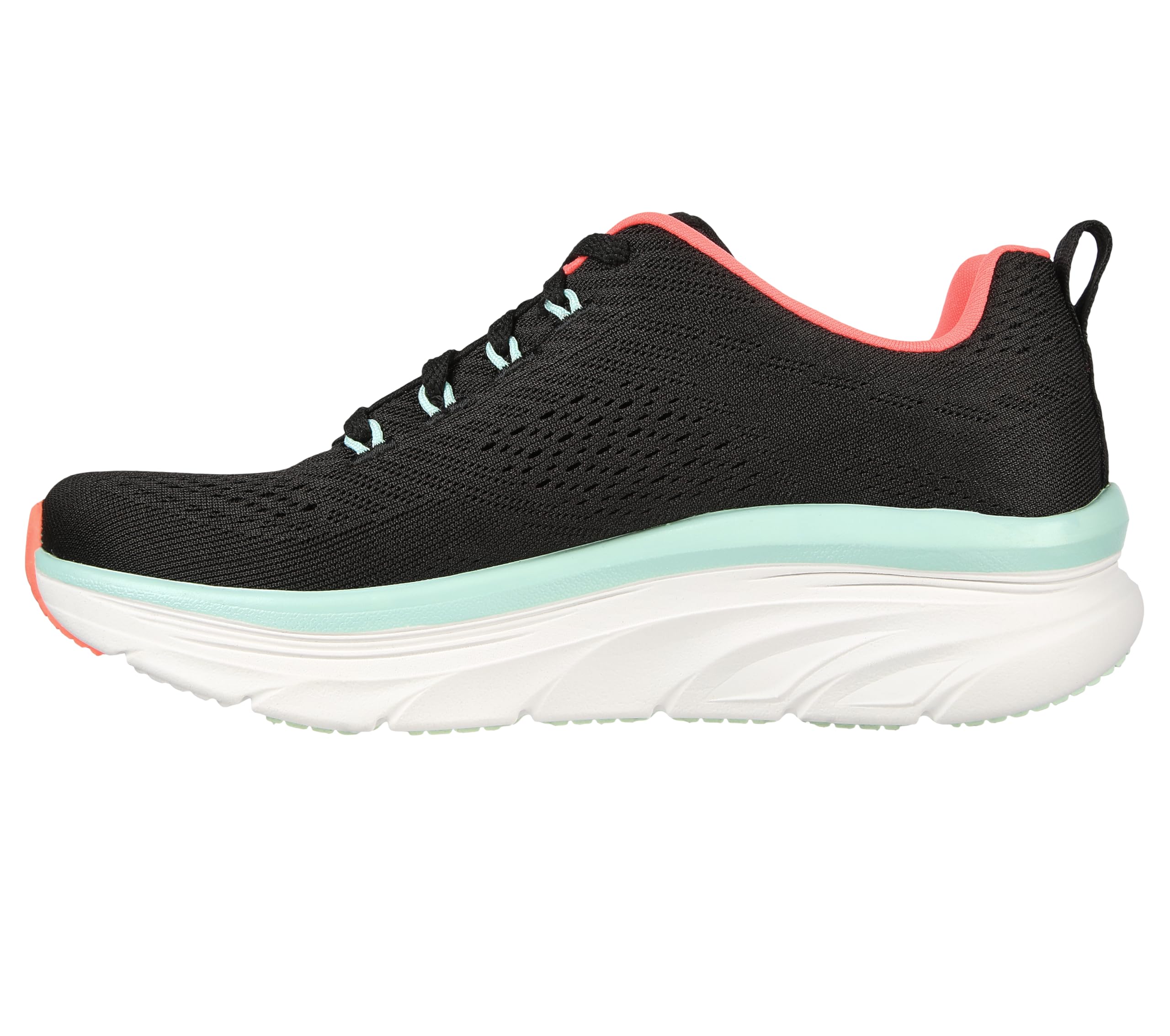 Skechers D'lux Walker - Fresh Finesse, Sneaker Donna, Bianco Black Mesh Mint Trim, 39 EU