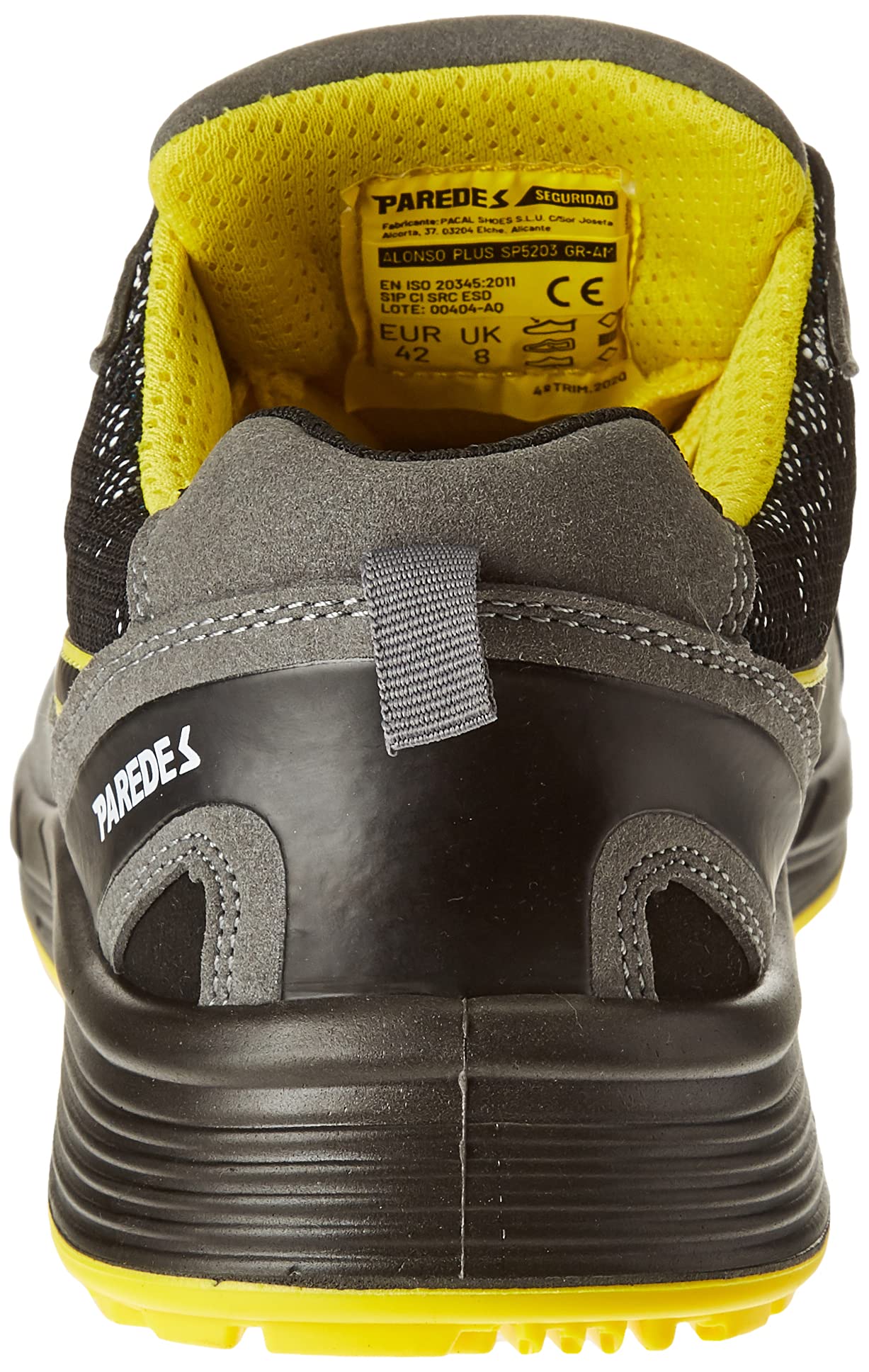 Paredes Deportivo Alonso Plus - S3 Ci HI ESD SRC - Color Gris y Amarillo - Talla 42