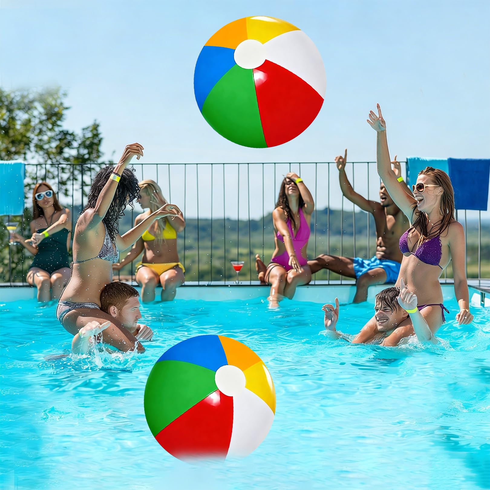 Lot de 2 ballons de water-ball, gonflables, jouets de piscine, ballons de plage, 40 cm, pour bébé