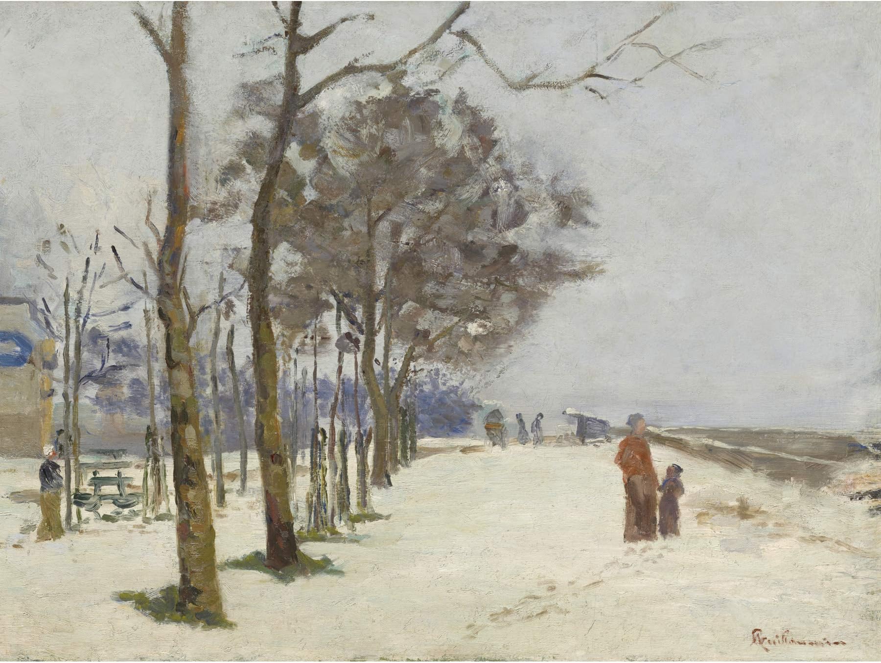 Artery8Armand Guillaumin Quay In The Snow C1873 Painting Premium Wall Art Canvas Print 18X24 Inch