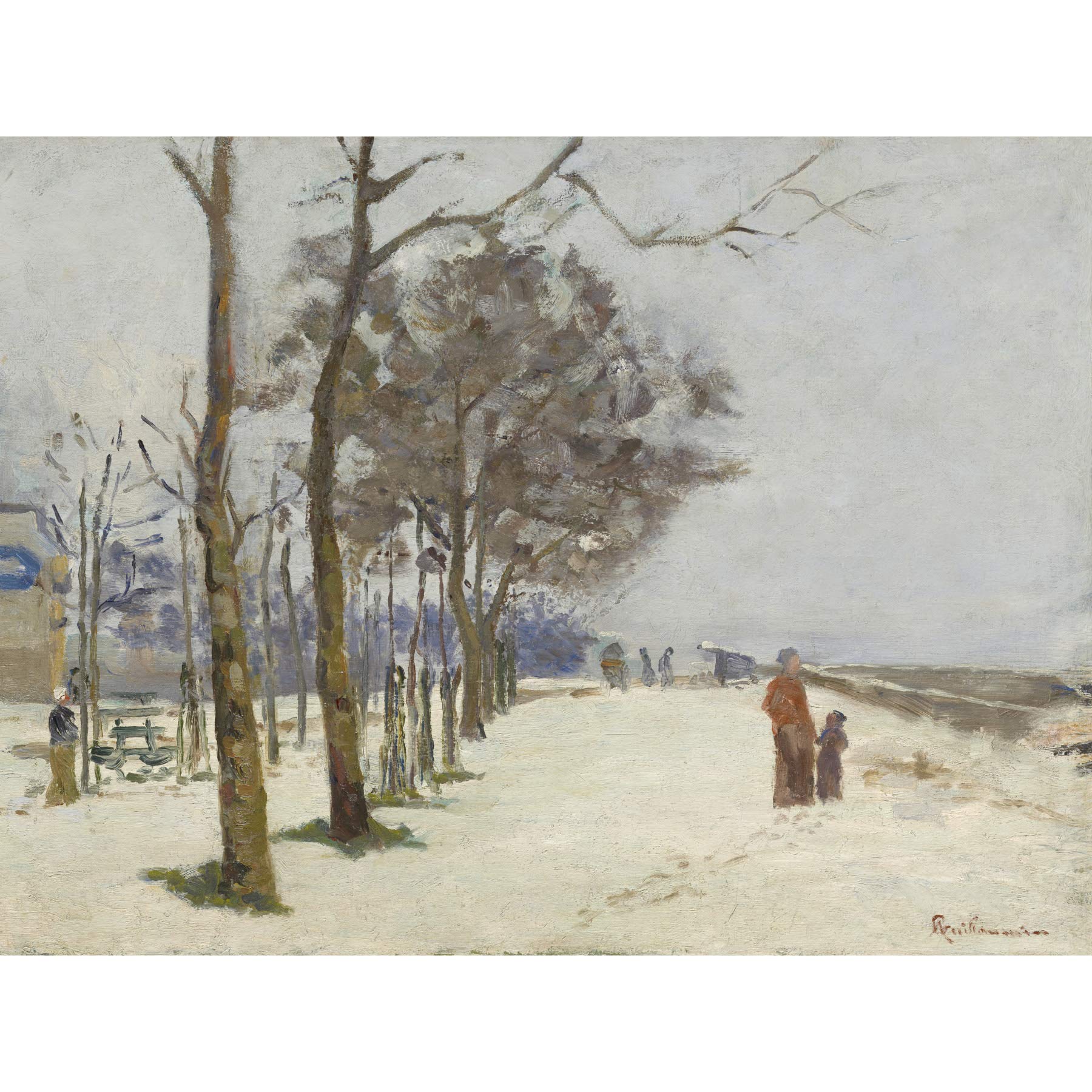 Artery8Armand Guillaumin Quay In The Snow C1873 Painting Premium Wall Art Canvas Print 18X24 Inch
