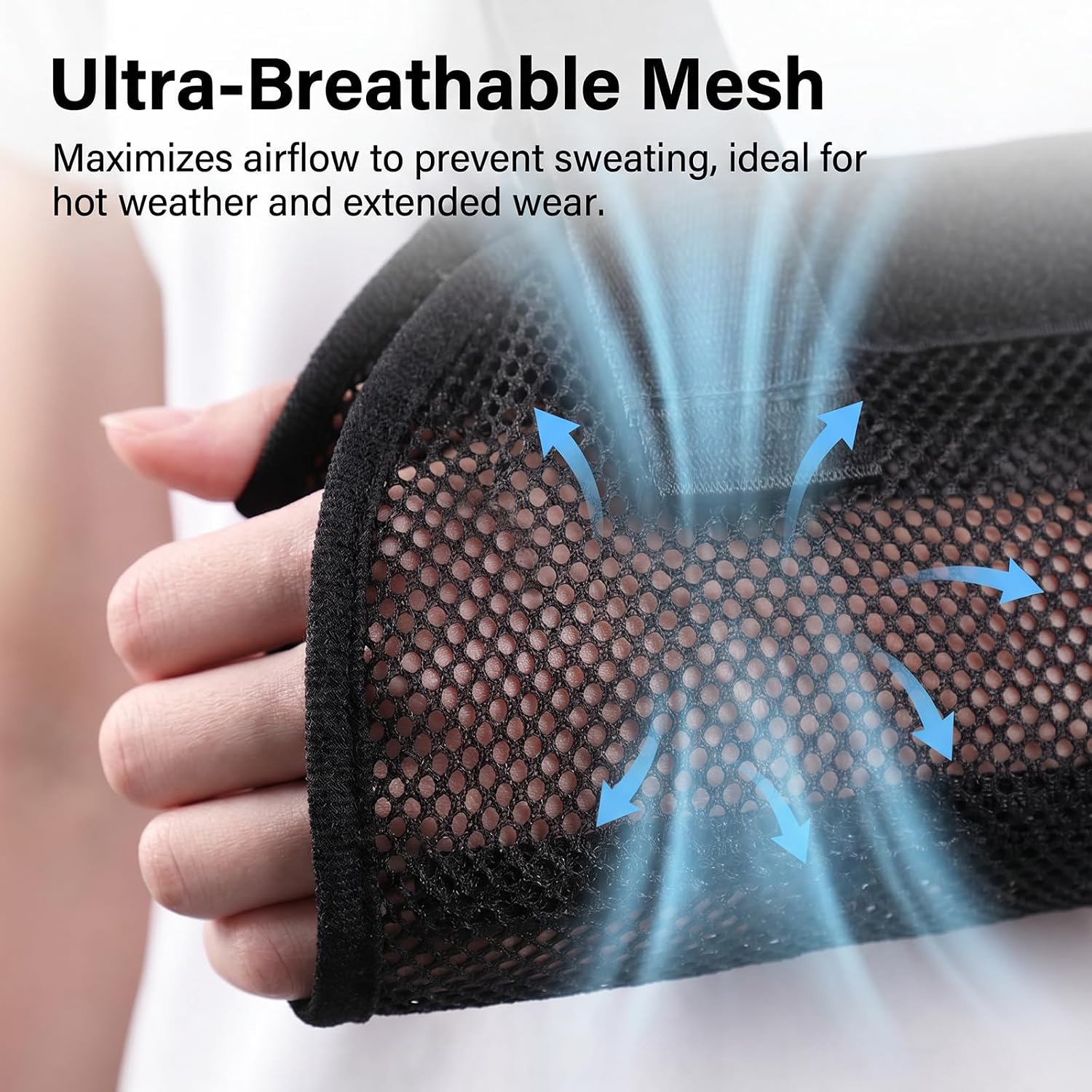 Breathable Mesh Arm Sling for Shower, Adjustable Lightweight Shoulder Immobilizer Support Brace for Arm, Elbow, Wrist, Rotator Cuff - Universal Left Right Arm for Men Women (Black, Large)