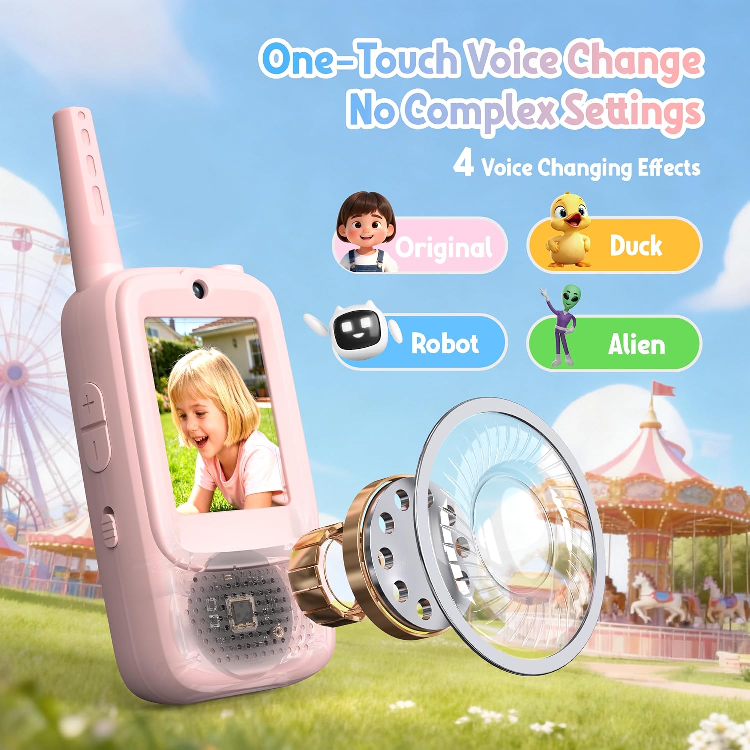 Rush Deer Video Walkie Talkies for Kids, 2 Pack Rechargeable Video Intercom Kids Walkies Talkies with HD Camera & Voice, Indoor Outdoor Games,Camping, Hiking for Boys Girls 3-14,Blue/Pink - Image 3