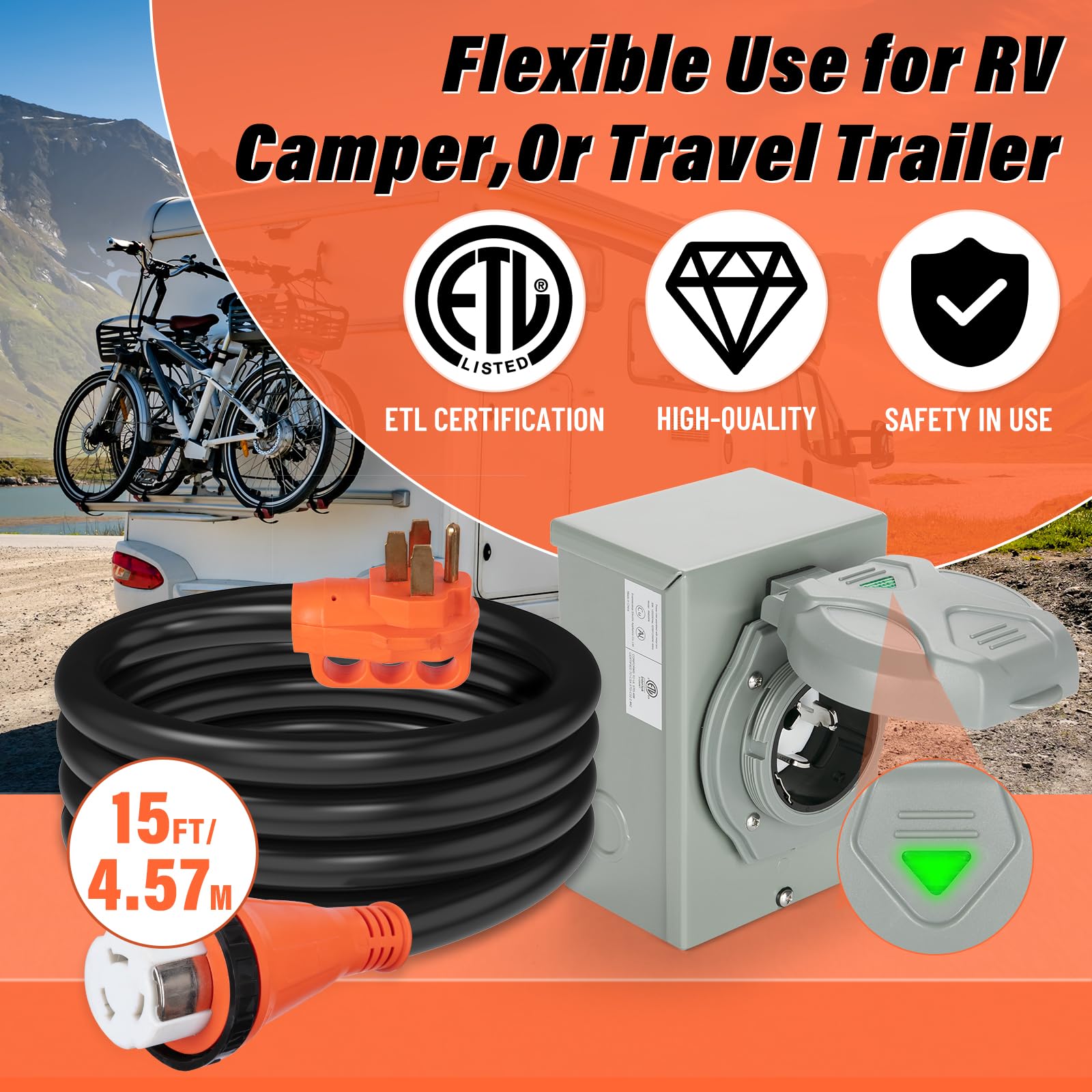 WELLUCK 50 Amp Emergency Power Combo Kit with SS250 Inlet Box and 15