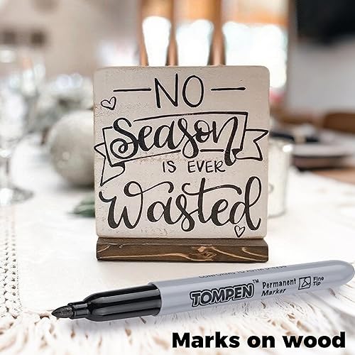 Miniatura 9 de Paquete de 48 marcadores permanentes negros, punta fina, de secado rápido, impermeable, marcador en madera, plástico, papel, metal, espejo, para