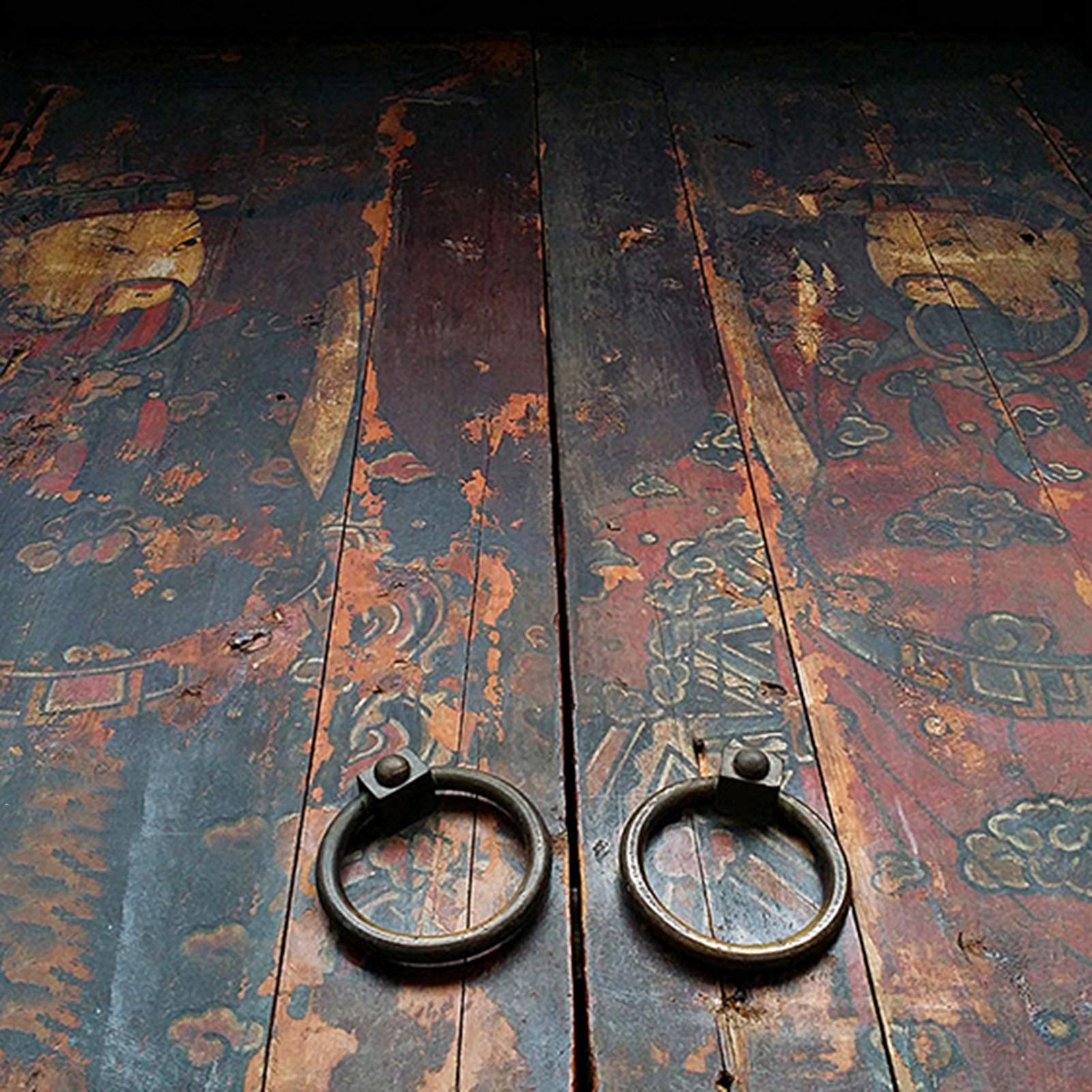 Mosiężna kołatka do drzwi z brzmiącymi pierścieniami do starych drzwi drewnianych w stylu vintage, 10 cm