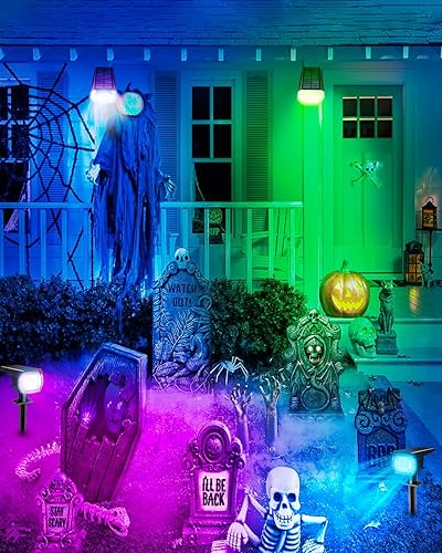 Miniatura 6 de Physhy Focos solares para exteriores, 7 modos de cambio de color, luces solares de paisaje, focos solares IP67 impermeables para exteriores, luces