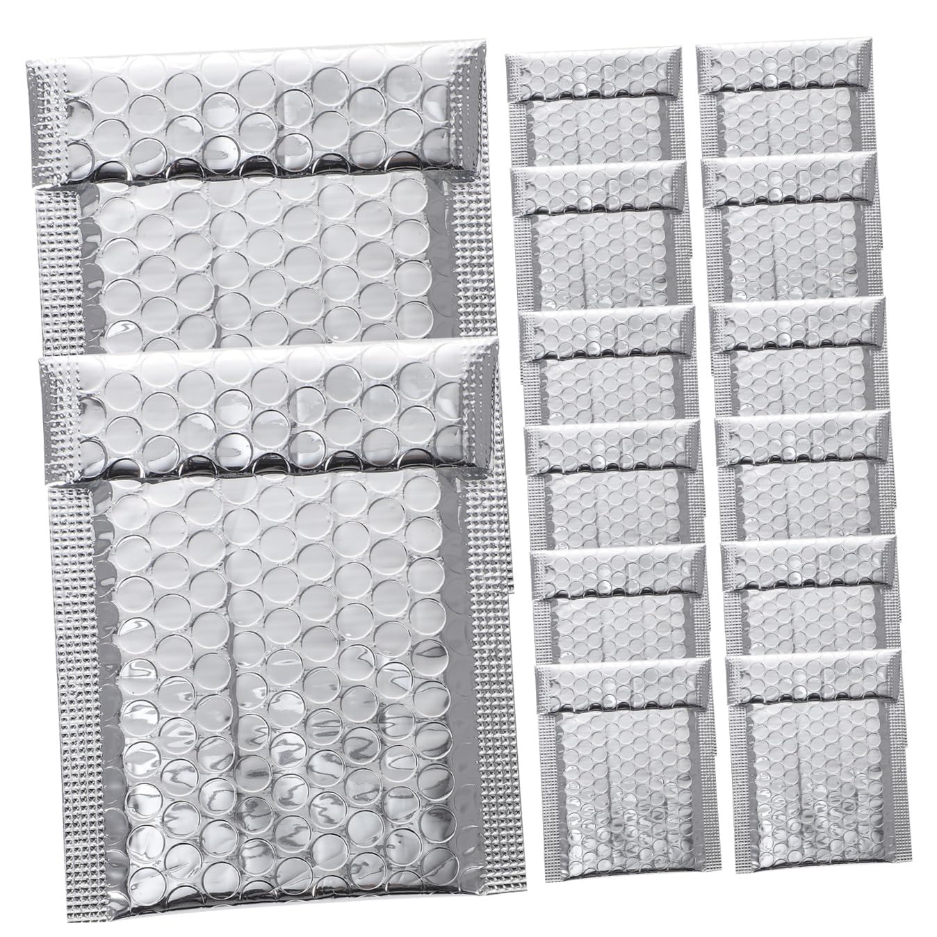 DOITOOL 100 Selbstklebende Gepolsterte Versandtaschen aus Silberner Pe Aluminiumfolie mit Luftpolster 100 Stück Reißfest und Manipulationssichere Versand Luftpolsterumschläge für Büro