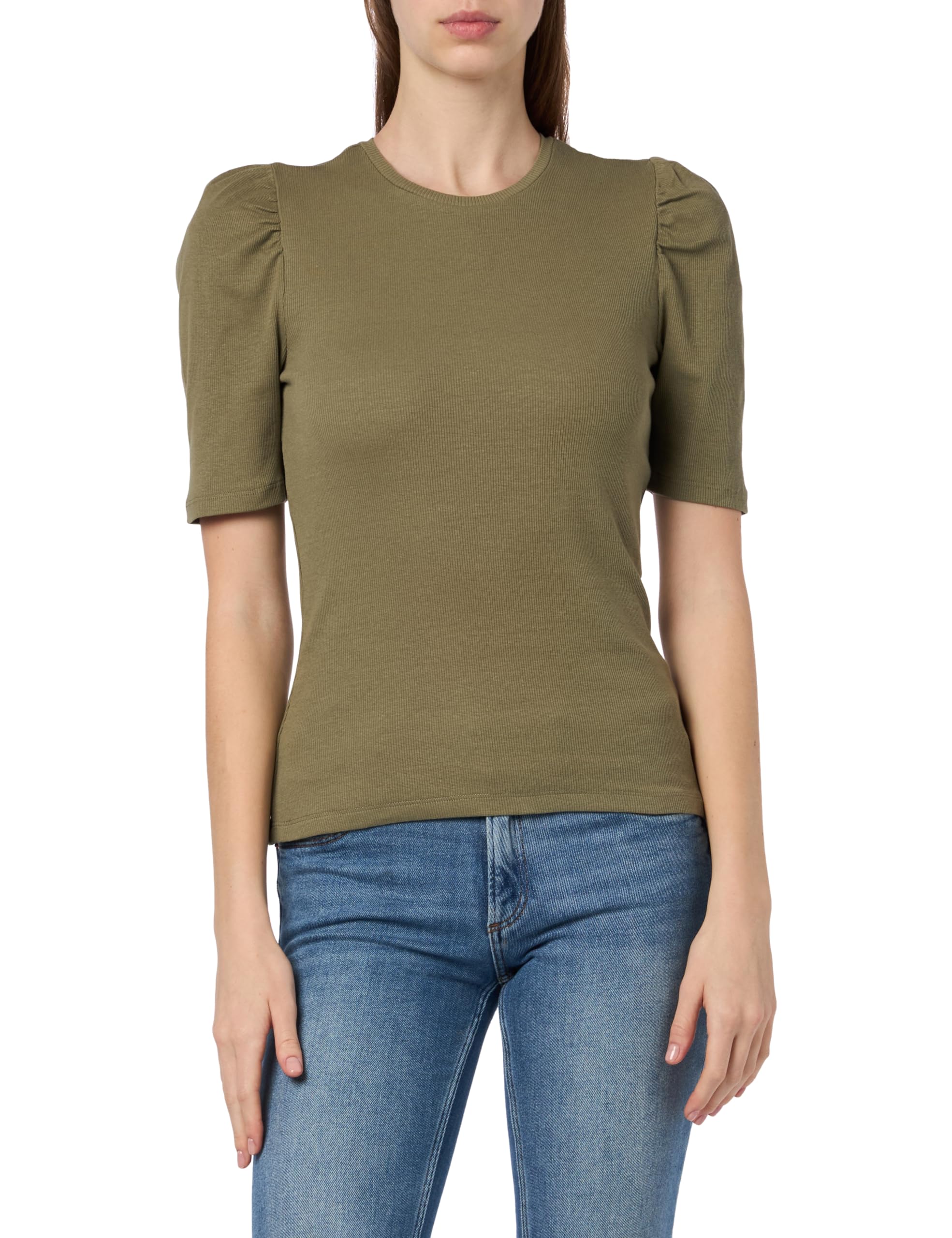 PIECES PCJANNA SS O-Neck TOP MM, Deep Lichen Green, Large