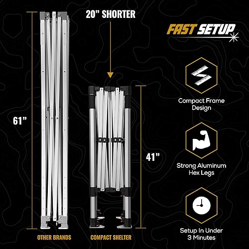 Miniatura 3 de Toldo desplegable resistente de 10 x 10 - EZ Up, marco de aluminio de grado comercial, altura del marco plegado de 42 pulgadas, UPF 50+, tienda de