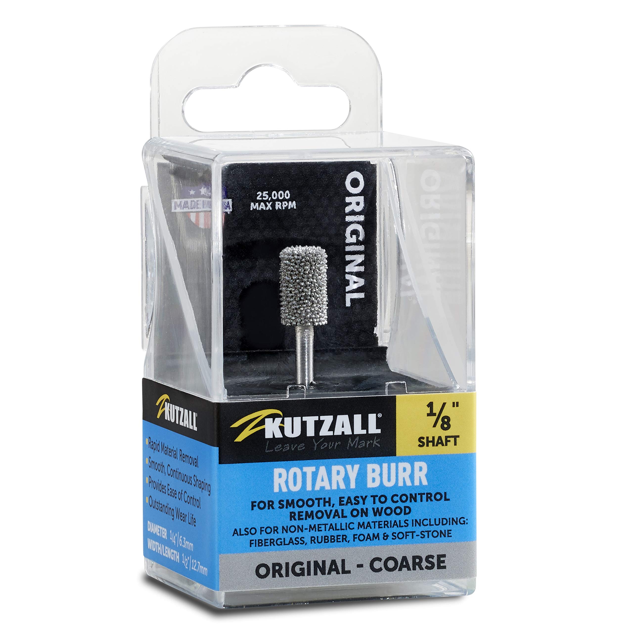 Kutzall Original Cylinder Rotary Burr, 1⁄8" Shaft, Fine - Wood Carving Bit for Dremel, Foredom, DeWalt, Milwaukee. Abrasive Tungsten Carbide, 1⁄4" (6.3mm) Dia. X 1⁄2" (12.7mm) Length, C-14-EG — Amazon image 10