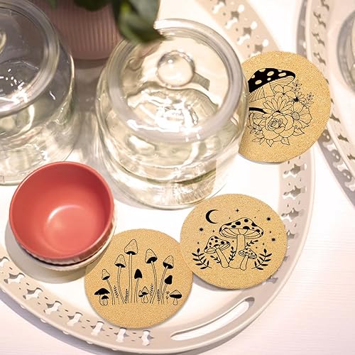 Miniatura 4 de Posavasos para bebidas con soporte, paquete de 6, regalos de inauguración de la casa para parejas nuevas, absorbente, madera de corcho, lindo