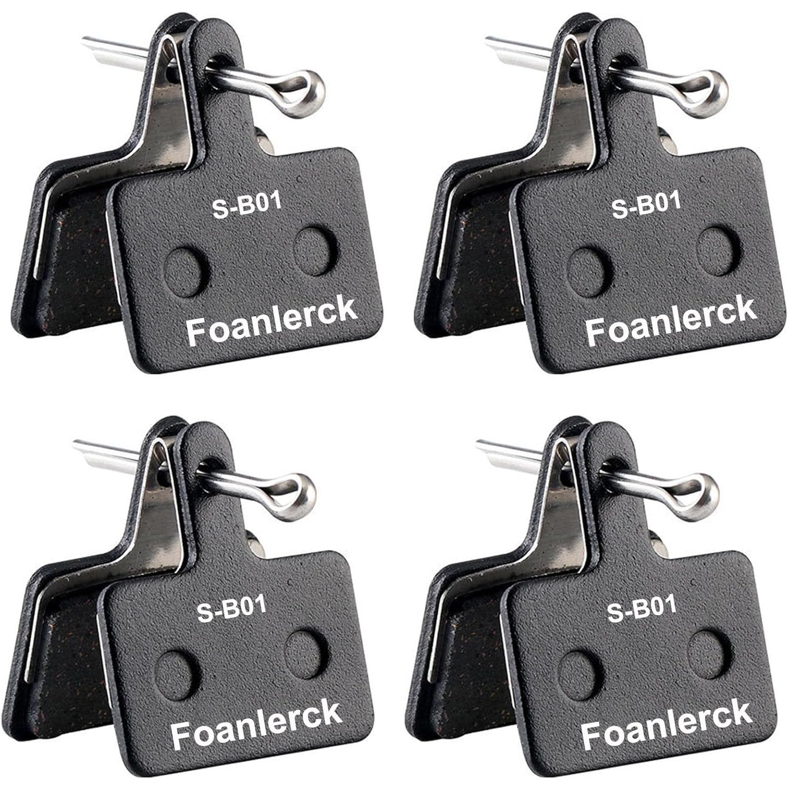 Foanlerck 4 Paar Fahrrad Bremsbeläge hohe Lebensdauer Bremsbeläge Fahrrad für Shimano B01S B03S B05S Resin Semi-Metallic Bremsklötze Fahrrad Fahrradbremsen Beläge für Shimano MT200 MT400 MT500,Schwarz